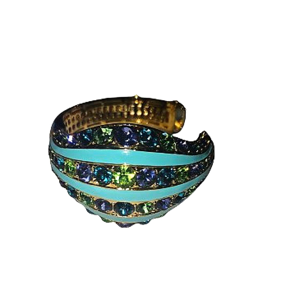 Vintage AKKAD Turquoise Crystal Rhinestone Bracelet